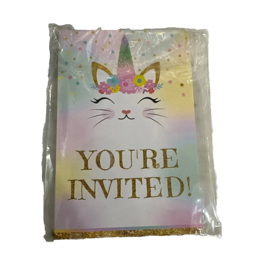 Cat Unicorn meowgical Birthday invitations